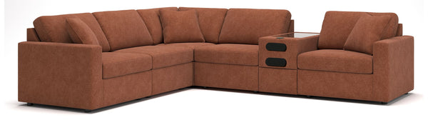 Looking cool and contemporary is great. But when it comes down to it, youâ€™re all about low-maintenance lounging. With the performance fabric on this sectional with audio system, cleaning spills is a breeze. Its customizable modular design caters to your