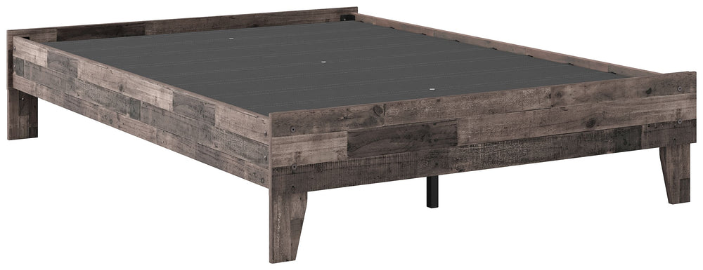 Streamlined design and a stunning finish come together in one simply extraordinary bed. This full panel bed is sure to impress with platform styling and a rich brown finish over replicated pine grain texture. Its mid-century profile is a nod to the past, 