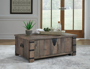  with a replicated aged barn wood pattern and matte black metal accents adding vintage-inspired elegance. Combining elements of fashion and funct