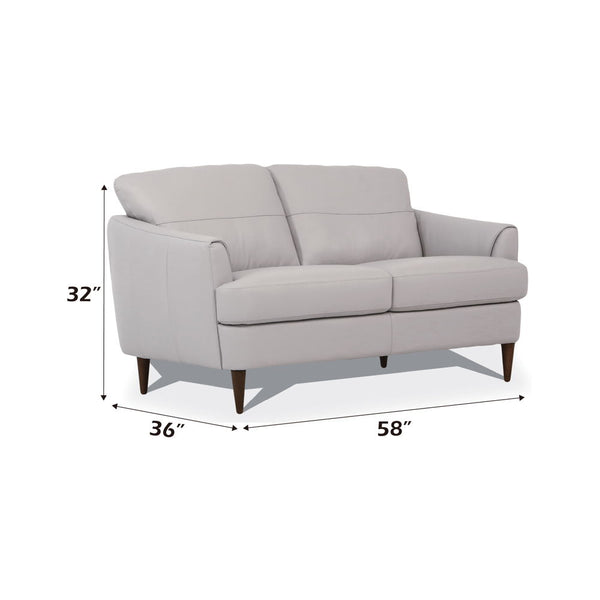 Helena - Loveseat - Pearl Gray Leather