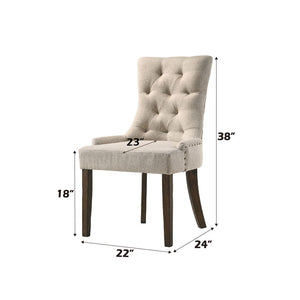 Farren - Side Chair (Set of 2) - Beige Fabric & Espresso Finish