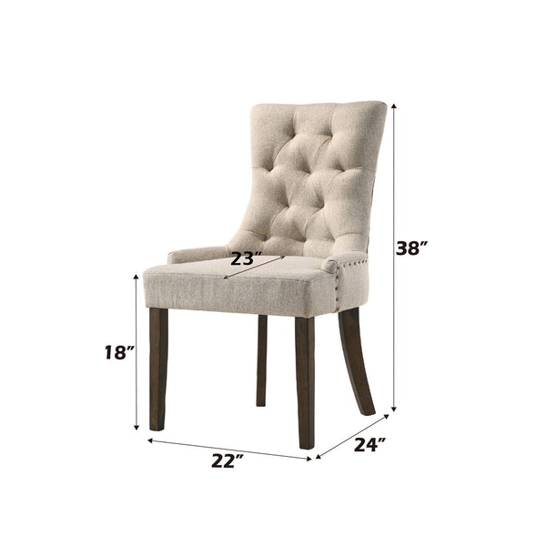 Farren - Side Chair (Set of 2) - Beige Fabric & Espresso Finish