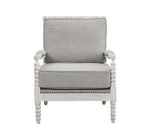 Saraid - Accent Chair - Gray Linen & Light Oak Finish