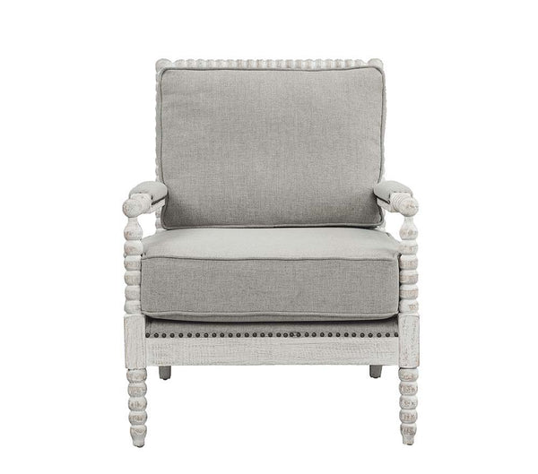 Saraid - Accent Chair - Gray Linen & Light Oak Finish