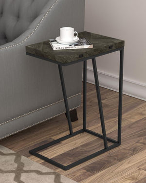  perfect for modern living spaces. Crafted with an engineered wood top featuring a scratch-resistant rustic grey laminate veneer
