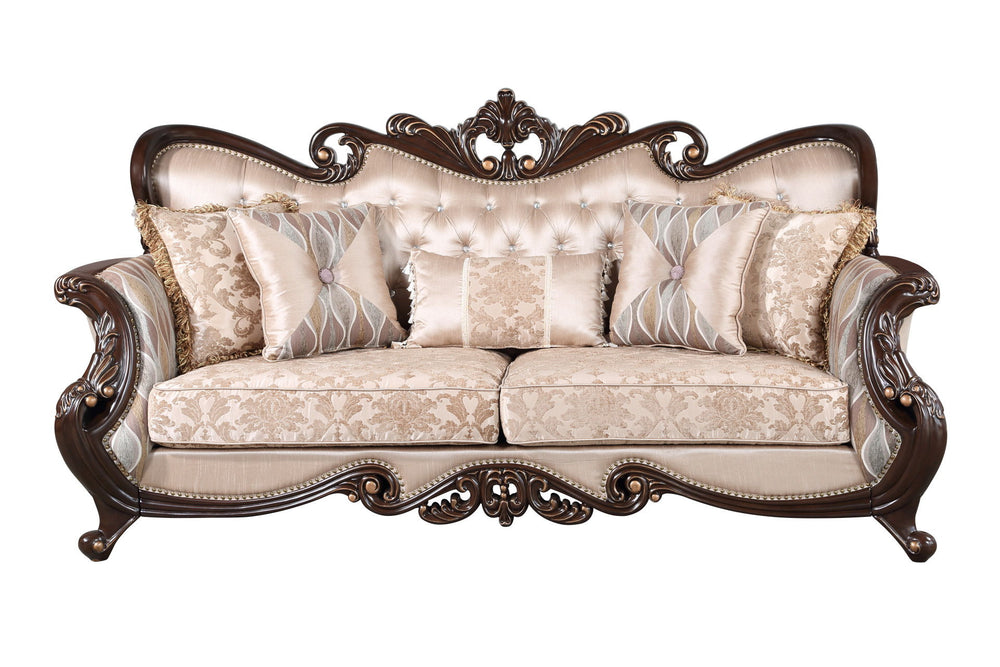 The Royal Classics Constantine Sofa in cherry combines heirloom quality craftsmanship with luxurious design, creating an elegant and timeless centerpiece for any living space. Expertly crafted from solid pine and accented with premium polyurethane carving
