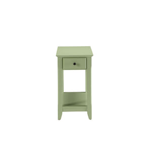  this Bertie side table collection does not take away from living space while still offering open storage as well as a drawer. Offered in four colors white