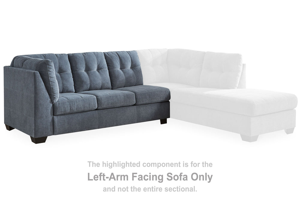 This left-arm facing sofa is made with polyester upholstery. Pairs with other items in the series to make a sectional.<br><br><b>Additional Dimensions</b><br><ul><li>Arm height: 38-"</li><li>Seat depth: 23-"</li><li>Seat height: 20-"</li><li>Top of cushio