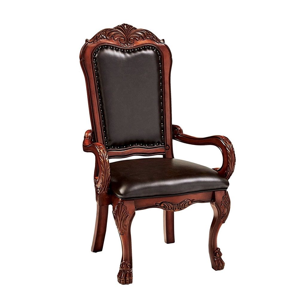The Dresden Side chair feature claw-foot style and each chair offers comfort with layers of dense foam upholstered in faux leather. The padded backrest adds a touch of contrast with the soft texture and colors of chenille fabric upholstery.<br/><br/><b>Pr