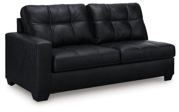 This left-arm facing sofa is made with faux leather upholstery. Pairs with other items in the series to make a sectional.<br><br><b>Additional Dimensions</b><br><ul><li>Arm height: 26-"</li><li>Seat depth: 73-"</li><li>Seat height: 20-"</li><li>Top of cus