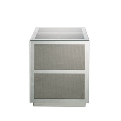 Make your family photos and cherished items the center of attention on this Lavina occasional table. With beautifully crafted beveled mirrors and brilliant faux diamonds, this table screams glamour. The beveled mirrored trim reflects light and enhances th
