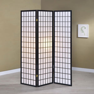 Carrie - 3-Panel Room Divider Folding Shoji Screen - Black