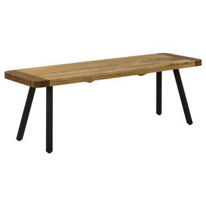 Experience rustic charm with our eco-friendly dining bench, expertly crafted from mango and sheesham wood. The mixed-material top adds a unique and captivating look, showcasing the beauty of natural wood grains. Complementing the rustic aesthetic, the bla