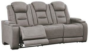 The Man-Den - Gray - PWR REC Sofa with ADJ Headrest