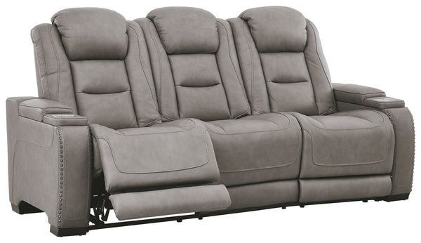 The Man-Den - Gray - PWR REC Sofa with ADJ Headrest