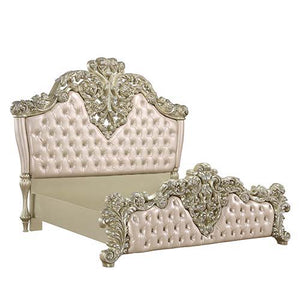 Vatican - Eastern King Bed - Beige - 95-"<br/><br/><b>Product Features</b><ul><li>Button Tufted</li><li>Scrolled Floral & Upholstery Headboard & Footboard</li><li>Feltlined Drawer</li><li>Metal Side Drawer Glide</li><li>2/3 Drawer Extension</li><li>Safety