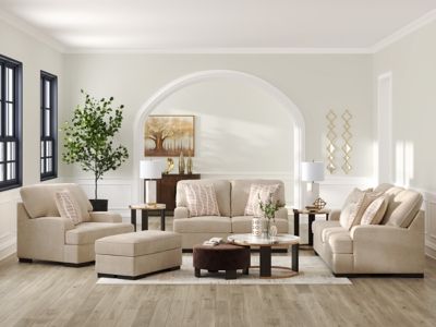 Modern comfort meets classic staying power in this ottoman. Kick back and stay cozy during morning lounging and movie nights with its luxuriously soft fabric. This ottoman-'s versatile upholstery adapts to your existing decor, so you can effortlessly upda