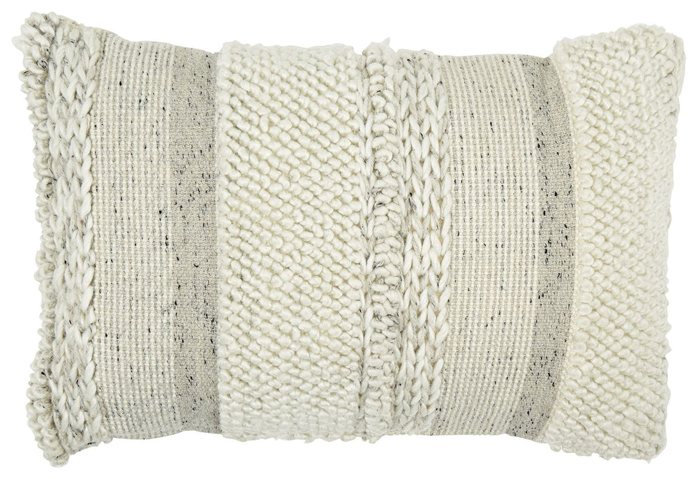 Teeming with tantalizing texture, this artful pillow is the epitome of casually cool design. Varying patterns and hues create an irresistibly charming look. What an effortlessly chic way to say, -"Welcome home.-"<br/><br/><b>Product Features</b><ul><li>Fa