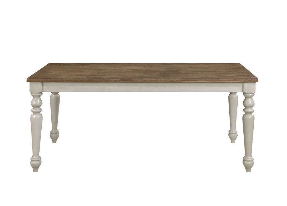 The Jennifer Wood 70" Dining Table brings together exceptional craftsmanship and timeless farmhouse charm, making it a centerpiece for any dining space. Constructed from solid Rubberwood, premium manufactured woods, and genuine Oak and Acacia wood veneers
