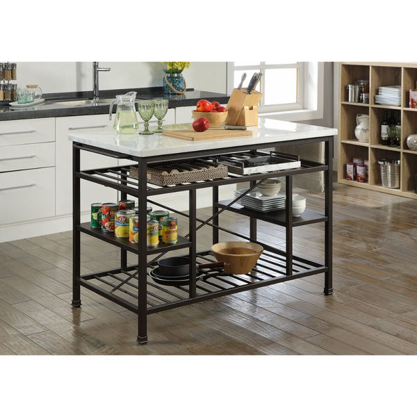 Lanzo - Kitchen Island - Marble & Gunmetal