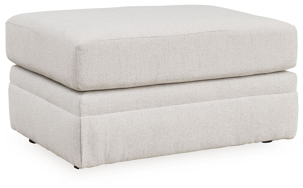 Clean lines and a streamlined silhouette define the architectural attitude of this ottoman. It-'s an ideal way to enhance your lounge space when paired with seating arrangements. A highly resilient cushion with textured upholstery beckons you to kick up y