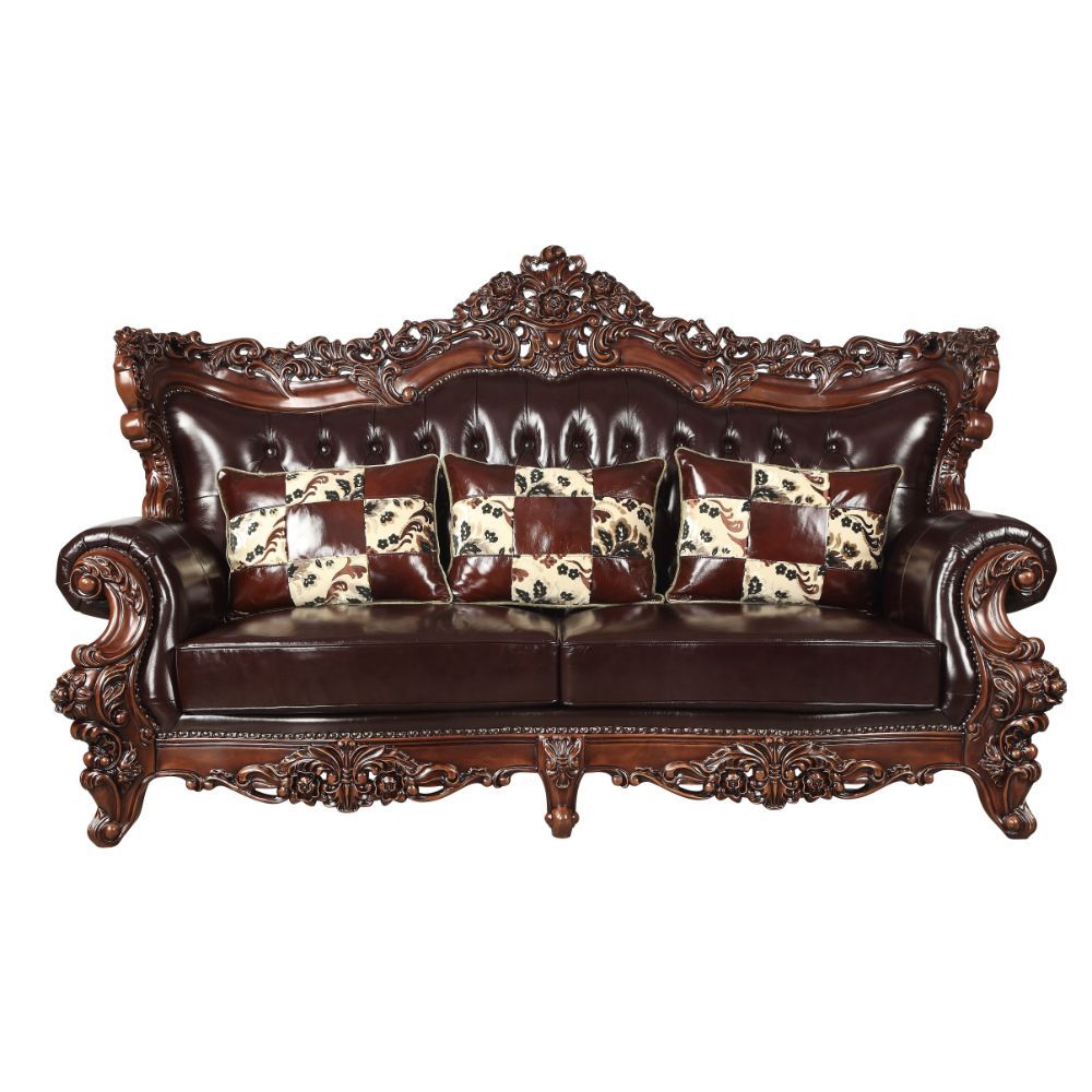 With espresso color and classic crafted design will let your living room never go out of fashion. The Forsythia collection is a traditional design, with its classics curve upholstered tight back wrapping around with an elegant cut out at the center top. T