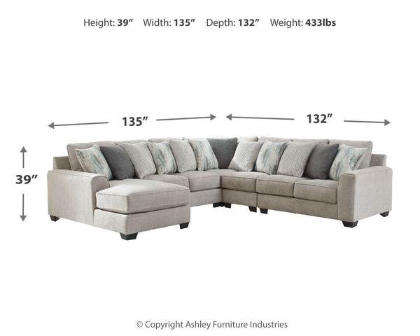 Ardsley - Pewter - 5-Piece Sectional With LAF Corner Chaise