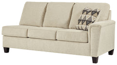 This right-arm facing sofa with corner wedge is made with polyester upholstery. Pairs with other items in the series to make a sectional.<br><br><b>Additional Dimensions</b><br><ul><li>Arm height: 27-"</li><li>Leg height: 4.5-"</li><li>Minimum width of do