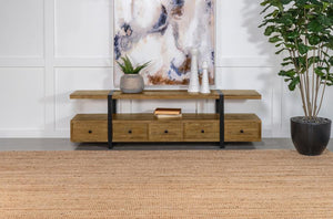  perfectly suited for televisions up to 75". Constructed from robust Mango wood and accentuated with metal