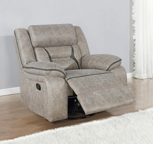 Greer - Upholstered Swivel Glider Recliner Chair - Taupe