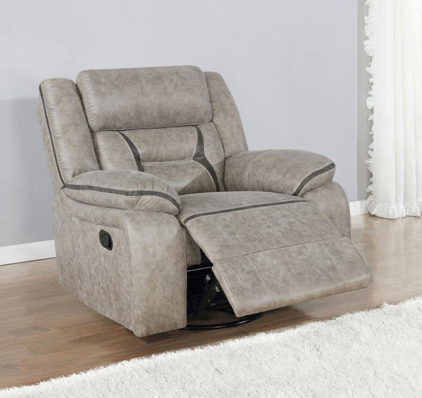Greer - Upholstered Swivel Glider Recliner Chair - Taupe