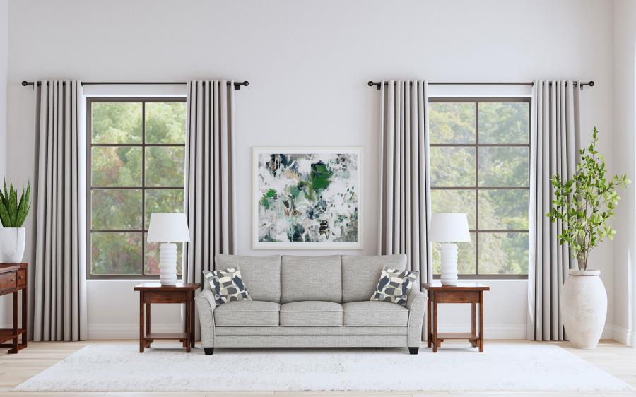 Create comfortable seating while embracing style with this well-tailored sofa collection. Upholstered in a textured, multidimensional gray boucle fabric, it-'s perfect for camouflaging wear and offers impressive texture and dimension in your living room. 