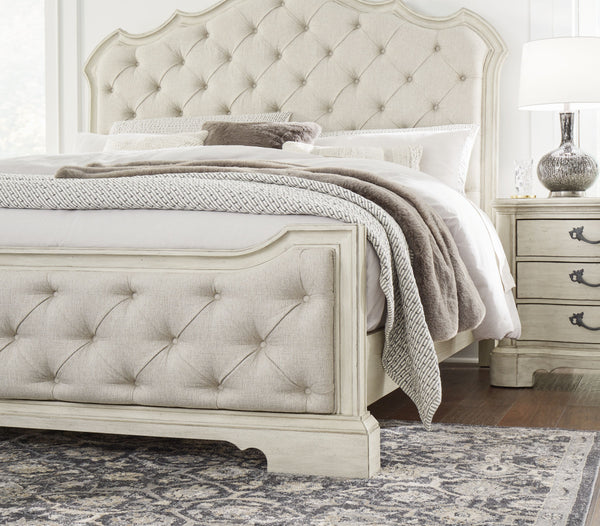 Arlendyne - Antique White - King Upholstered Bed