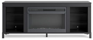 Cayberry - Black - TV Stand With Fireplace