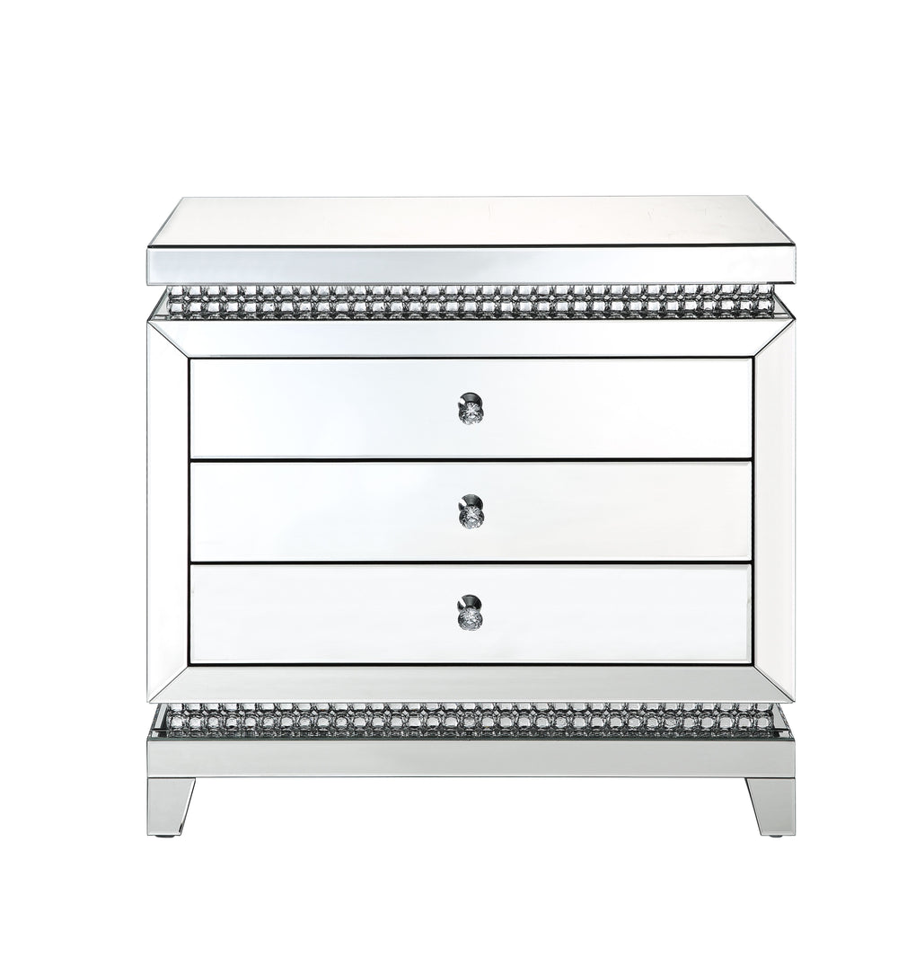 Add some Hollywood glamour to highlight your collection. The Lotus Console Table is accented by mirrored surfaces, adding depth and shine to room areas. Faux crystals inlay makes it stand out in a luxe-glam style. It offers three felt-lined drawers with s