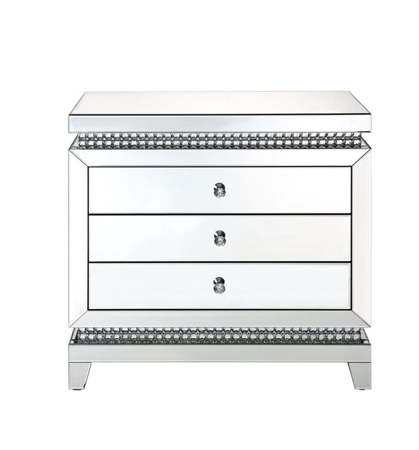  adding depth and shine to room areas. Faux crystals inlay makes it stand out in a luxe-glam style. It offers three felt-lined drawers with s