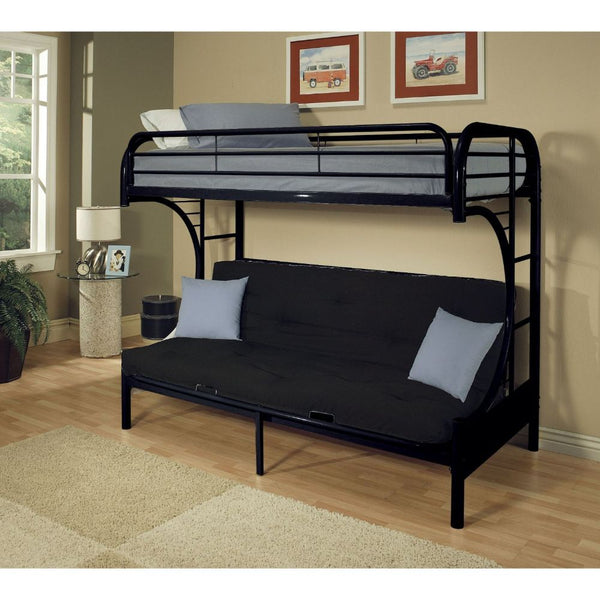 Eclipse - Twin Over Full Over Futon Bunk Bed - Black