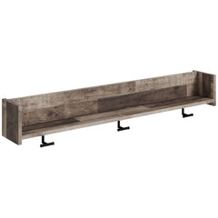 The sleek, minimalist look of this wall-mounted coat rack is fashionably contemporary and easy to integrate in a variety of living spaces. Three sturdy hooks and a spacious shelf are your new go-to spot for hats and scarves or displays. Whether by the fro