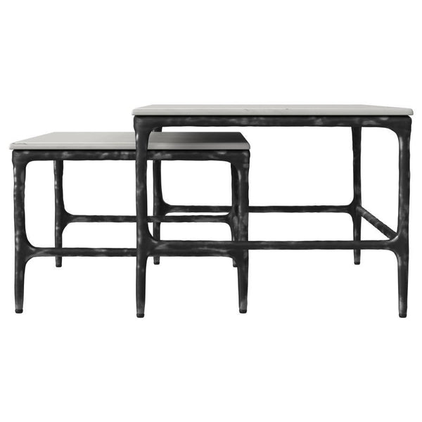Ebby - 2 Piece Genuine Marble Top Nesting Coffee Tables - White