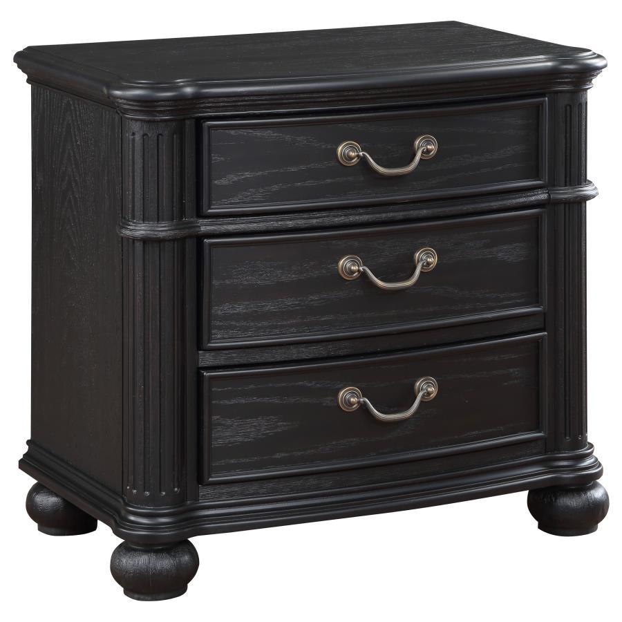 Discover the perfect blend of functionality and elegance with this nightstand, featuring three spacious drawers to keep your essentials organized. The top drawer, lined with soft felt, provides a gentle nest for your delicate items, while ingeniously desi