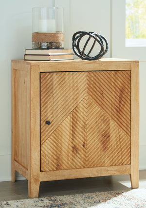  this storage cabinet caters to your need for fashionable function. Searching for a spot to tuck away remotes and controllers? Keep essentials in reach when stored behind the fluted door front. This versatile cabinet can also act as