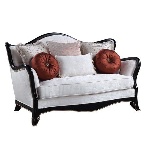 Popularized the Louis XV-era, cabriole style furniture creates a regal look, with its exposed wooden frame, and tight cushioning. This formal Nurmive collection adds a sense of provincial elegance in neutral beige upholstery. The backrests are enhanced wi