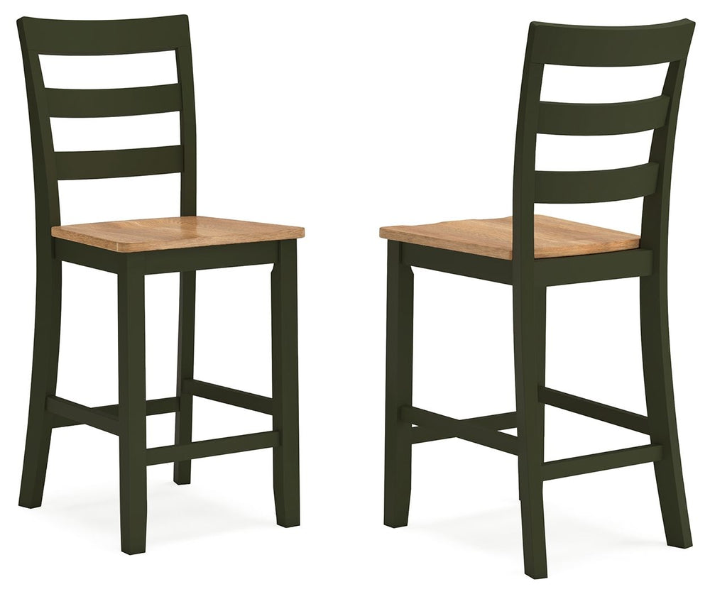 Complement your homeâ€™s simply relaxed sensibility with this counter height bar stool. A charming green hue offers a chic contrast to the natural wood tone, for a casual look that vibes with a variety of aesthetics. Its hard, contoured seat design priori