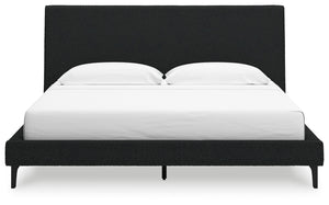 Cadmori - Black - King Upholstered Bed With Roll Slats