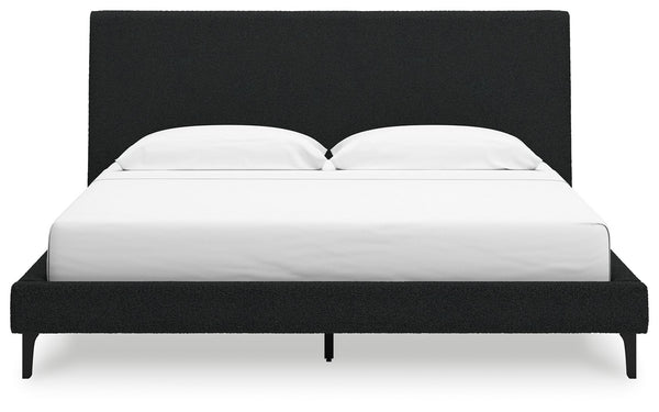 Cadmori - Black - King Upholstered Bed With Roll Slats