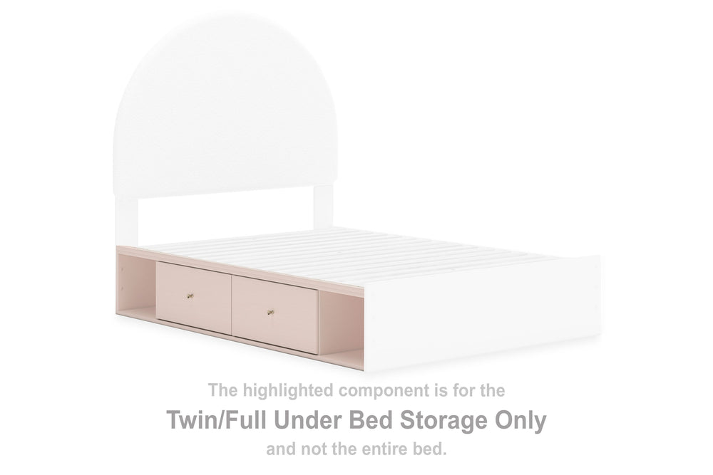 This twin/full side under bed storage is made with engineered wood (MDF/particleboard/plywood) and decorative laminate. Pairs with other items in the series to make a bed kit.<br><br><b>Additional Dimensions</b><br><ul><li>Drawer interior (2): 0-"</li><li