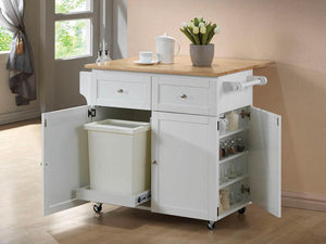  this kitchen cart organizes tasks and storage options into one central unit. Solid rubberwood offers a stylish composition that shows off a butcher block wo