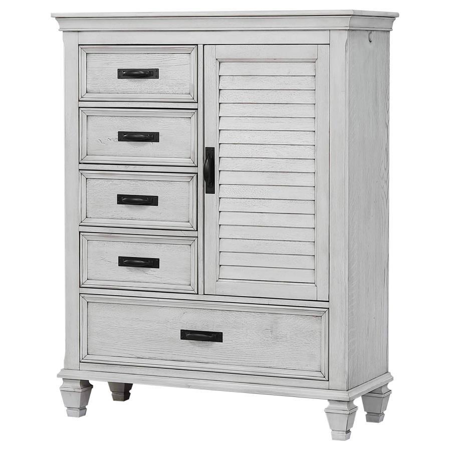 Exquisite detailing and versatile storage options make this wooden door chest a fashionable and functional choice. Inspired by island resort style, this chest pulls out all the stops to provide convenience storage space. A generous array of drawers and an