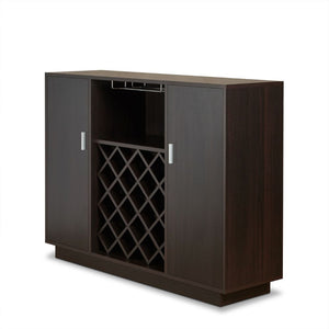 Store your beloved wines with this classic but trendy rectangular Hazen server to have them ready anytime. This server has 2 wooden doors with 1 shelf inside, wine rack and steam ware glass rack, providing plenty storage space for your convenience. Keep i