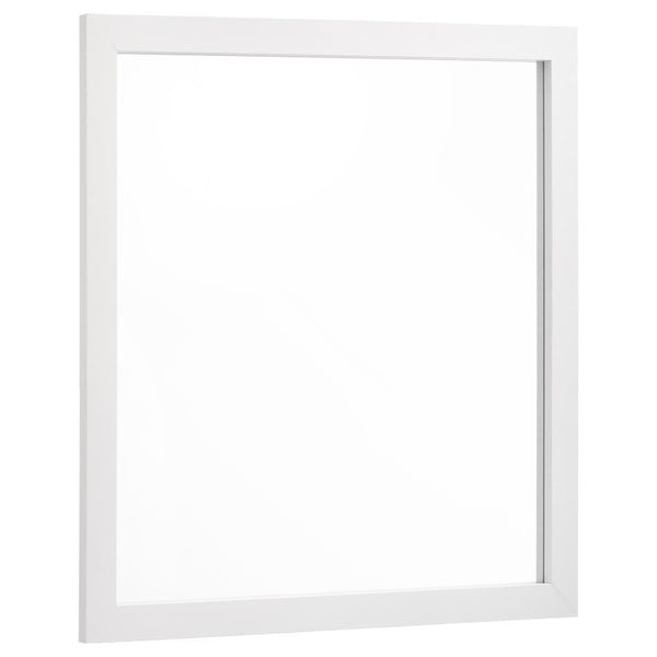 Dress up your bedroom with this elegantly understated contemporary mirror. Framed in a rectangular shape, this mirror rests on top of a dresser and offers height to focal walls. The flush and smooth frame presents a simple minimalist surface, elevated by 